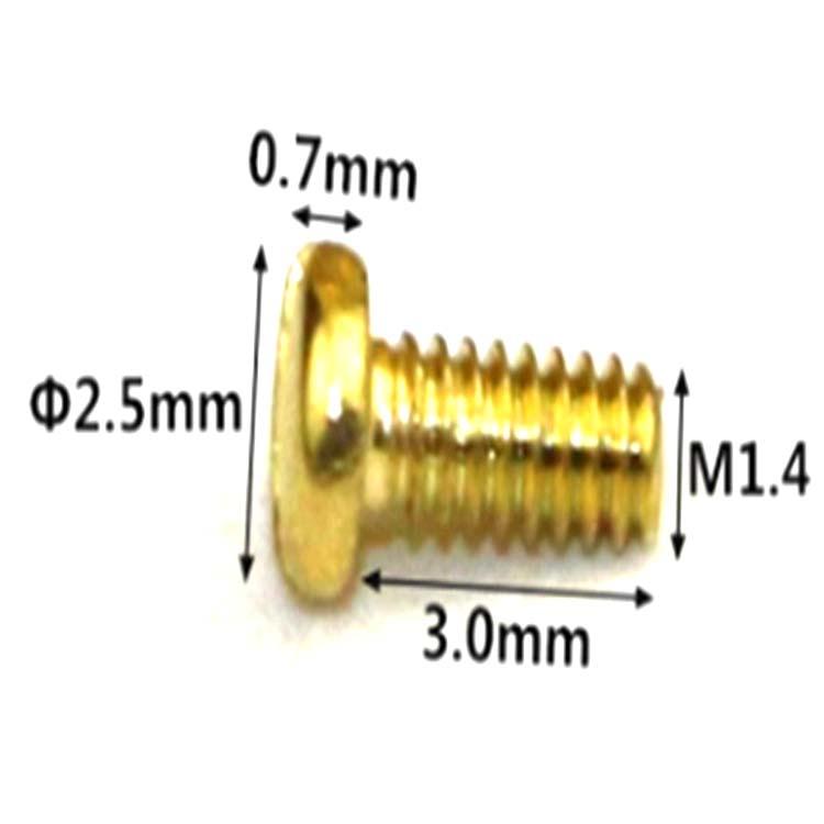 ขายร้อน M1.4 หัวกระทะทองเหลือง slotted สกรูไมโครขนาดเล็กขนาดเล็กสำหรับแก้ว