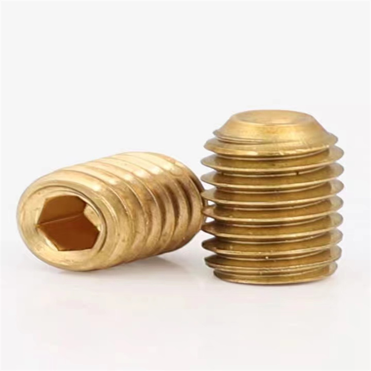 DIN913 m10 สกรูด้วงซ็อกเก็ตหกเหลี่ยมทองเหลืองปลายแบน